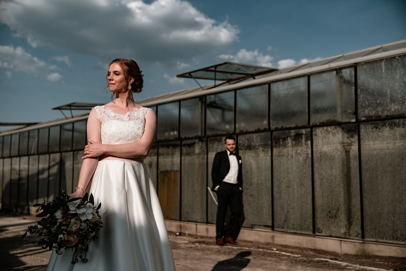 Hochzeit im Gwaechshaus in Nuernberg. Begleitet als Hochzeitsreportage durch Hochzeitsfotograf Axel Link aus Wuerzburg. Hochzeitsbilder im Gewaechshaus.